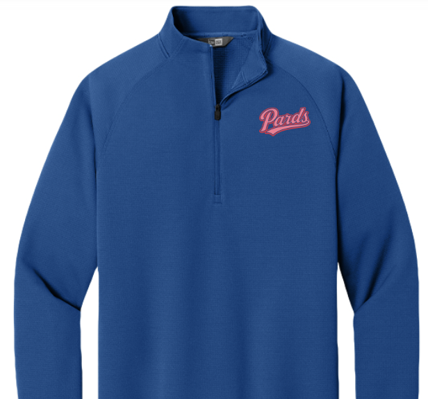 Script Quarter Zip — Royal / Coral — front